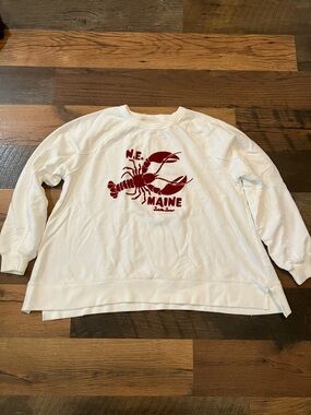 aerie White Crewneck Sweatshirt with Red Lobster Graphic